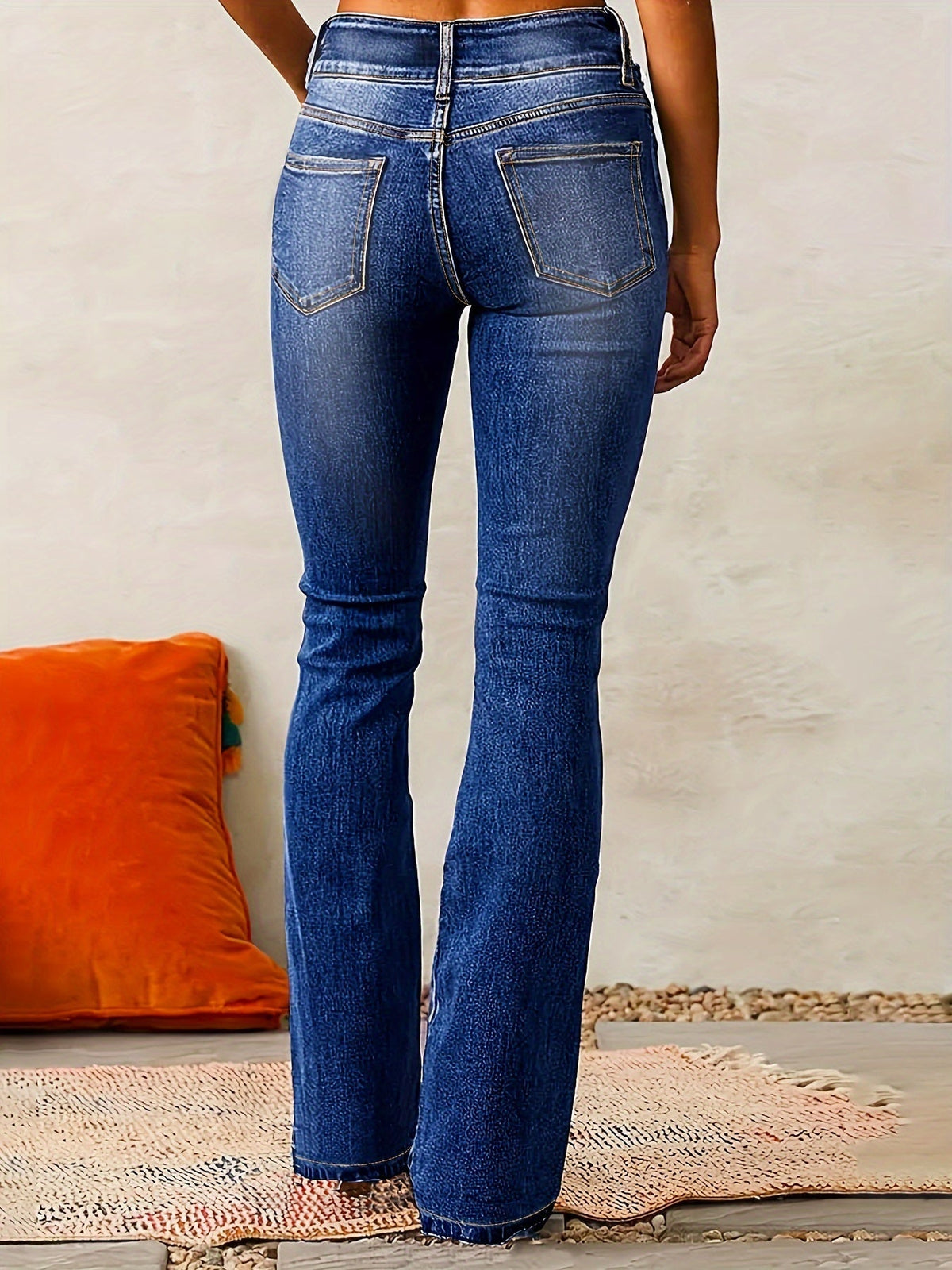 Jean Évasé Taille Haute Femme Chic 4
