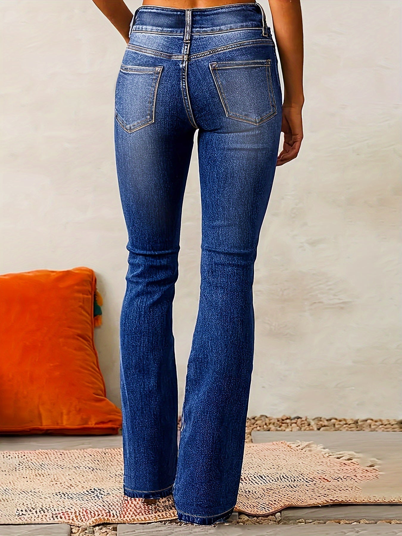 Jean Évasé Taille Haute Femme Chic 4