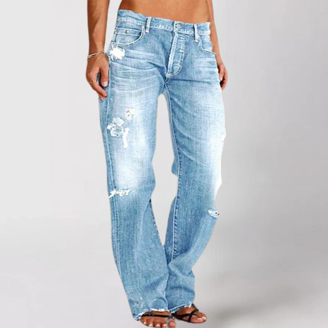 Jean Femme Ample Évasé Taille Basse Décontracté 4