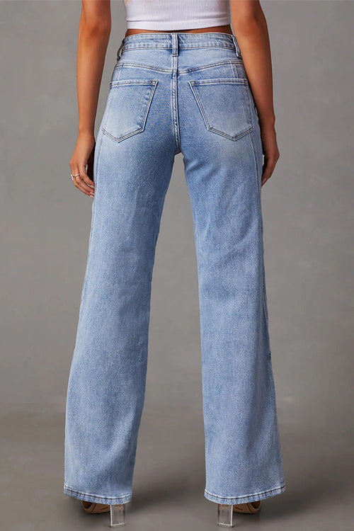 Jean Femme Droit Effet Vieilli Tendance 2