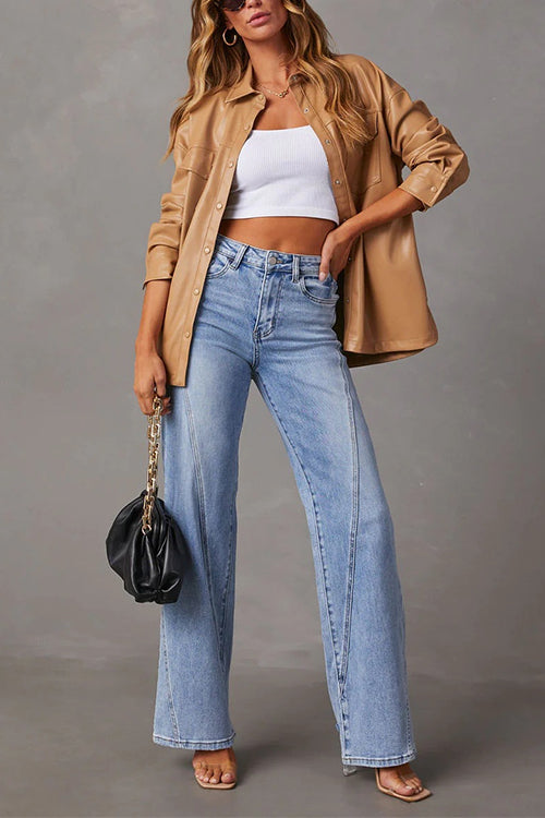 Jean Femme Droit Effet Vieilli Tendance 3