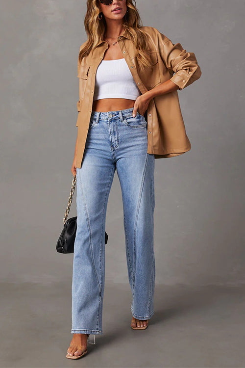 Jean Femme Droit Effet Vieilli Tendance 4