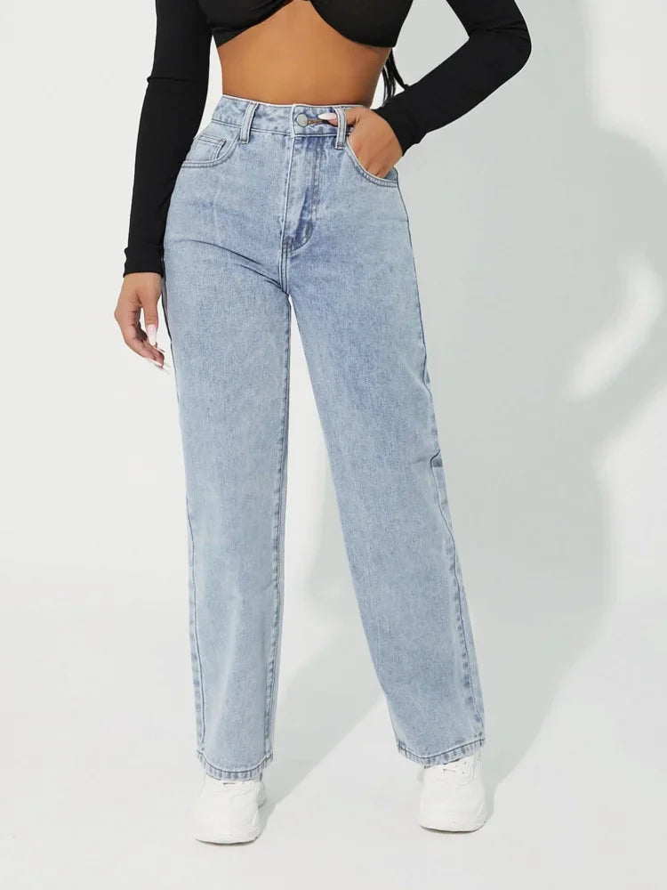 Jean Femme Droit Taille Haute Chic 5