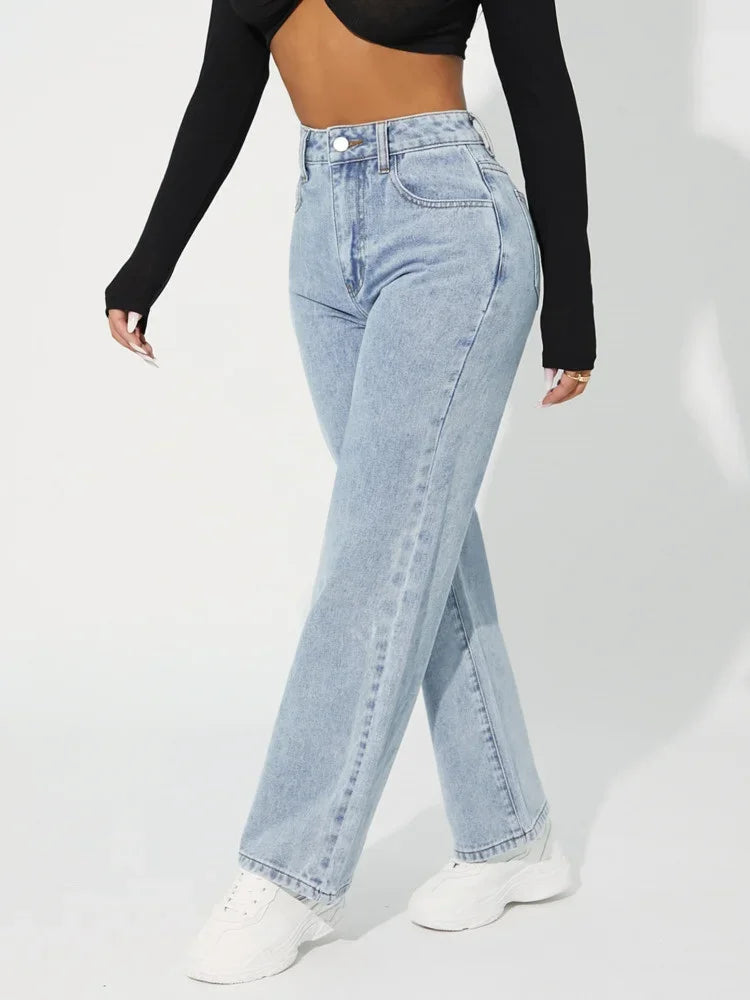 Jean Femme Droit Taille Haute Chic 7