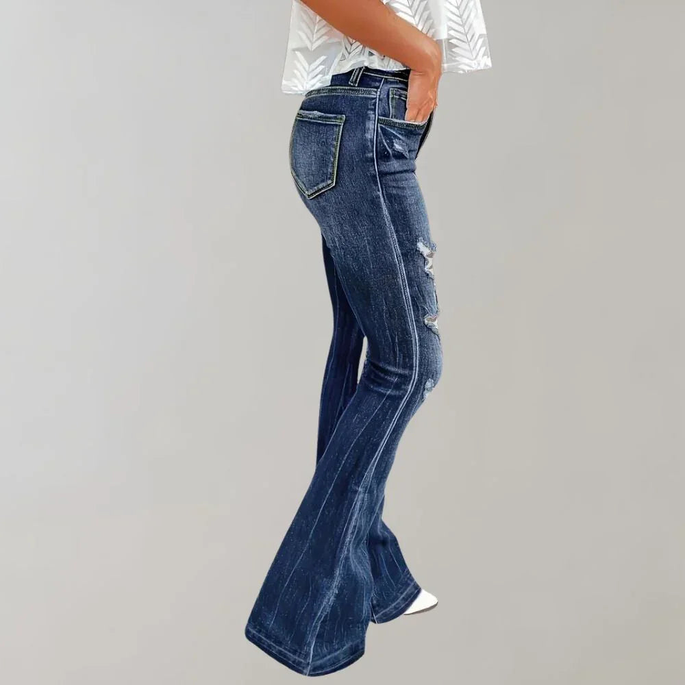 Jean Femme Évasé Déchiré Tendance 1