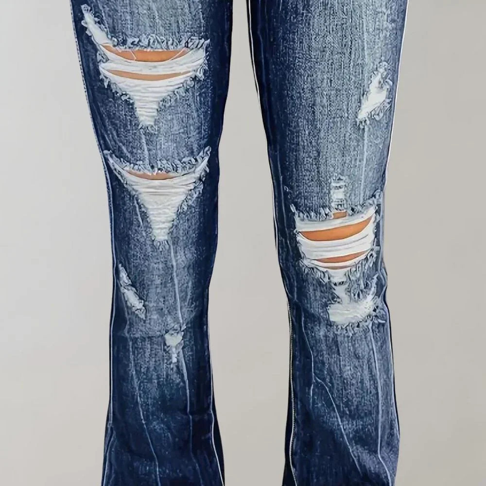 Jean Femme Évasé Déchiré Tendance 3