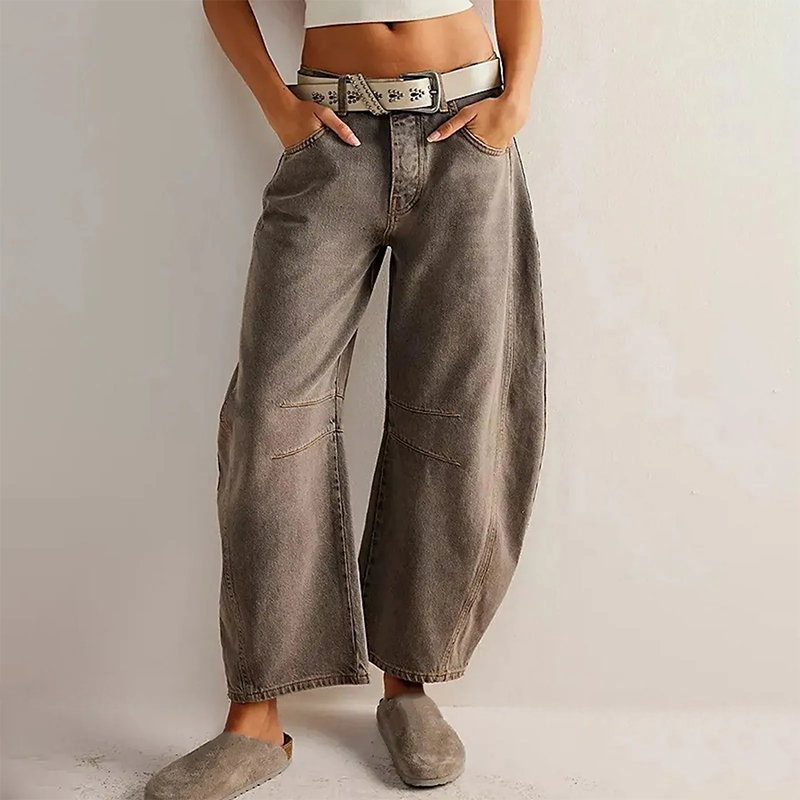 Jean Femme Évasé Large Taille Basse Décontracté 2