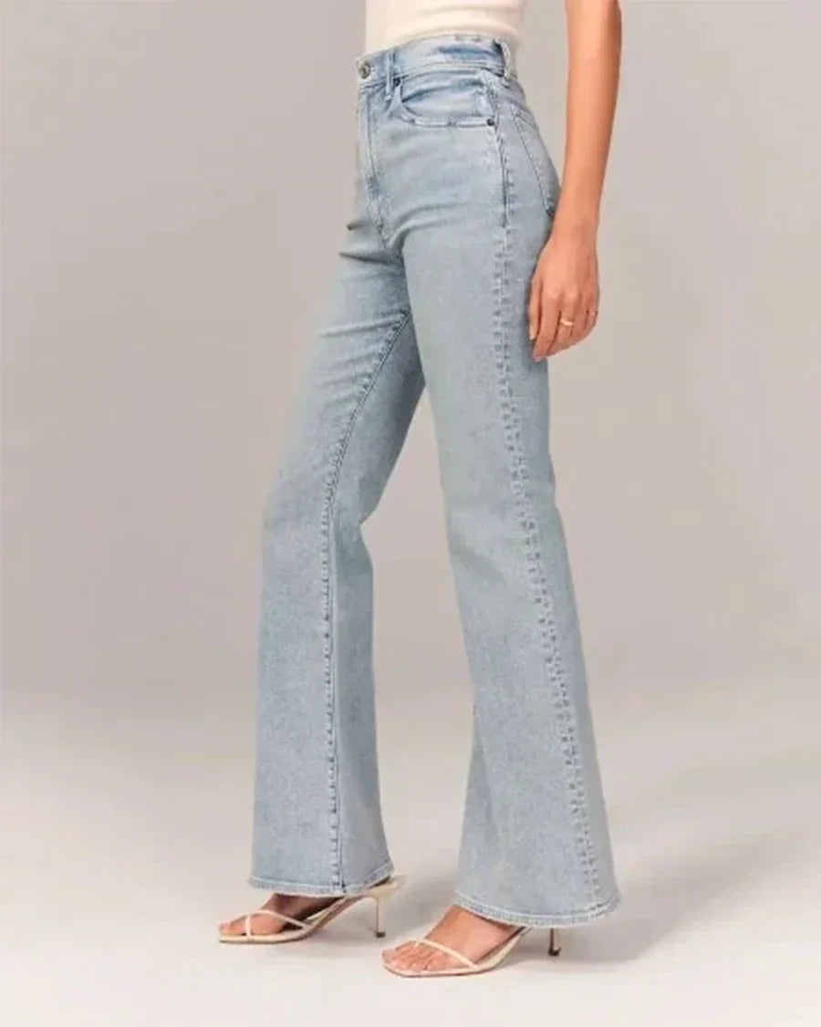 Jean Femme Évasé Taille Haute Chic 1
