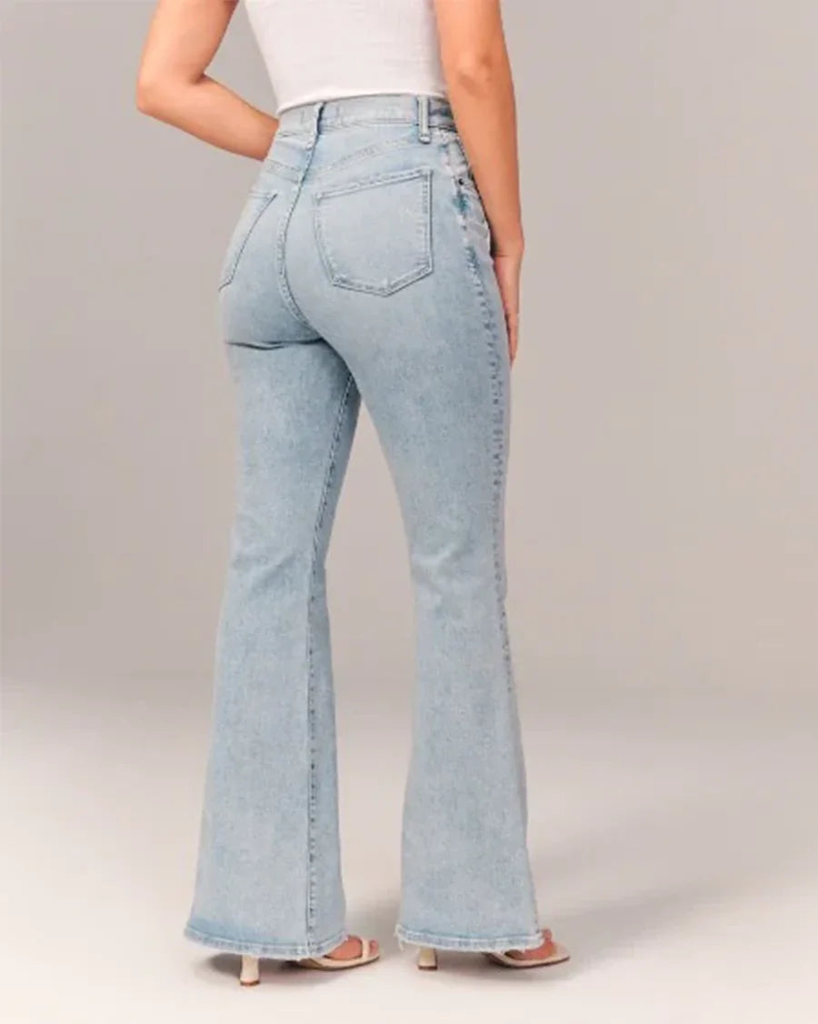 Jean Femme Évasé Taille Haute Chic 2