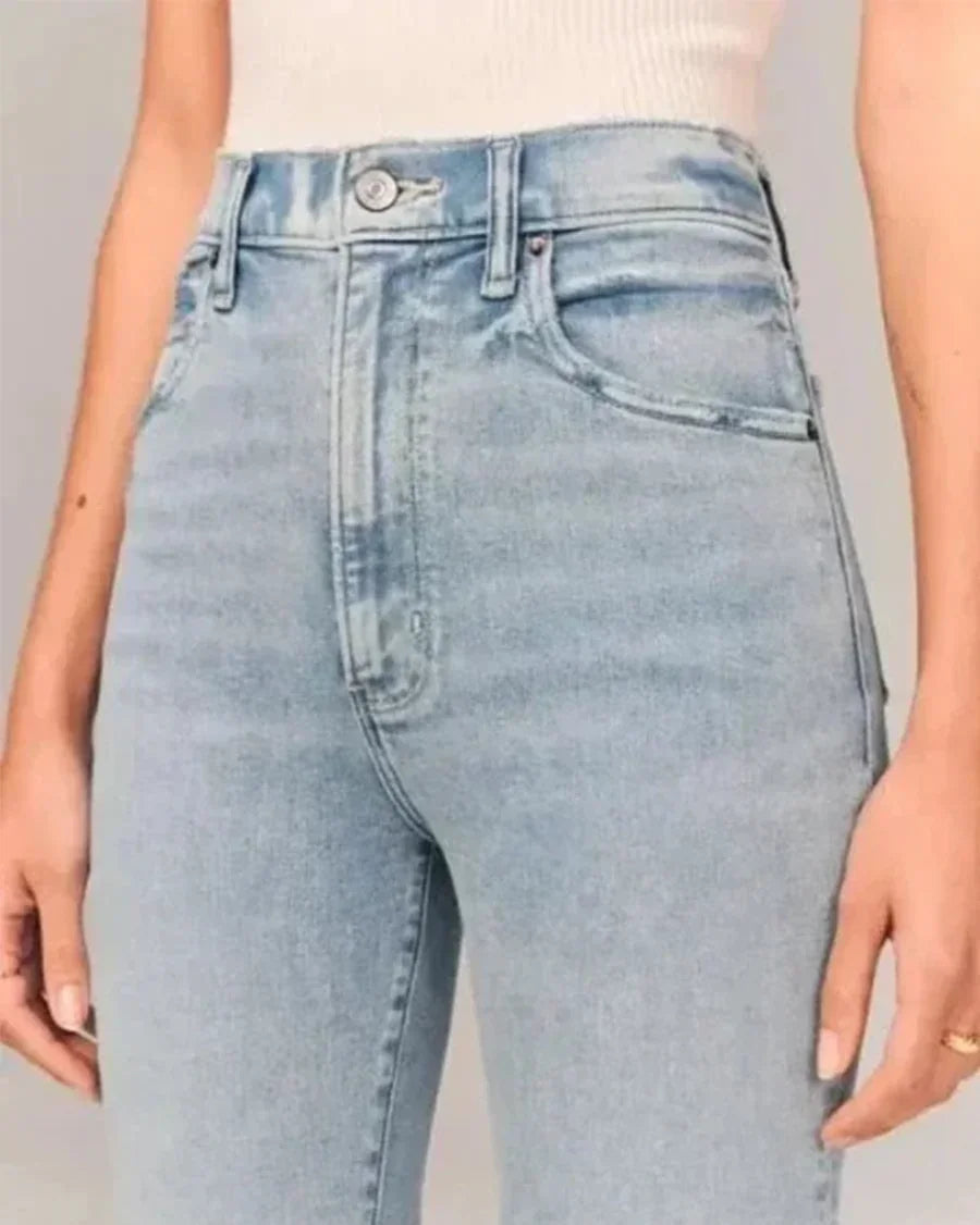 Jean Femme Évasé Taille Haute Chic 3