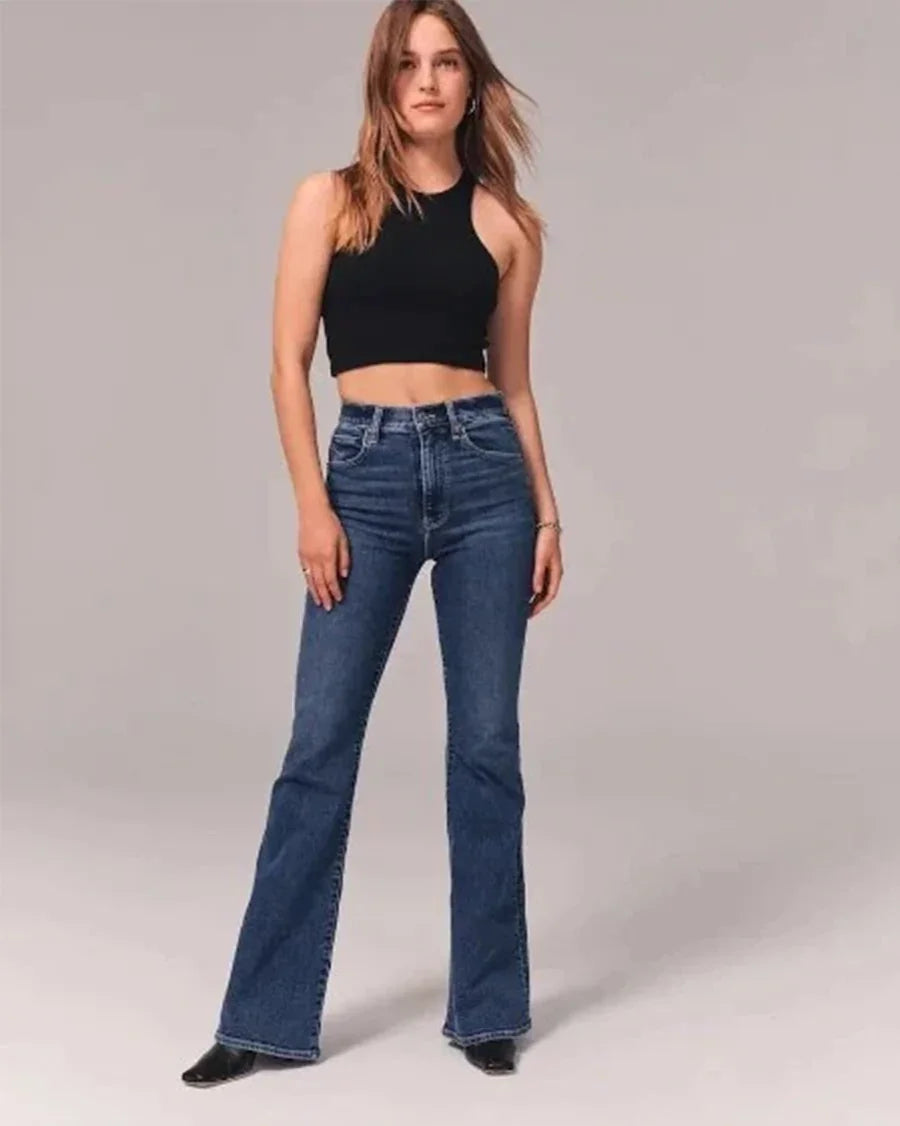 Jean Femme Évasé Taille Haute Chic 6