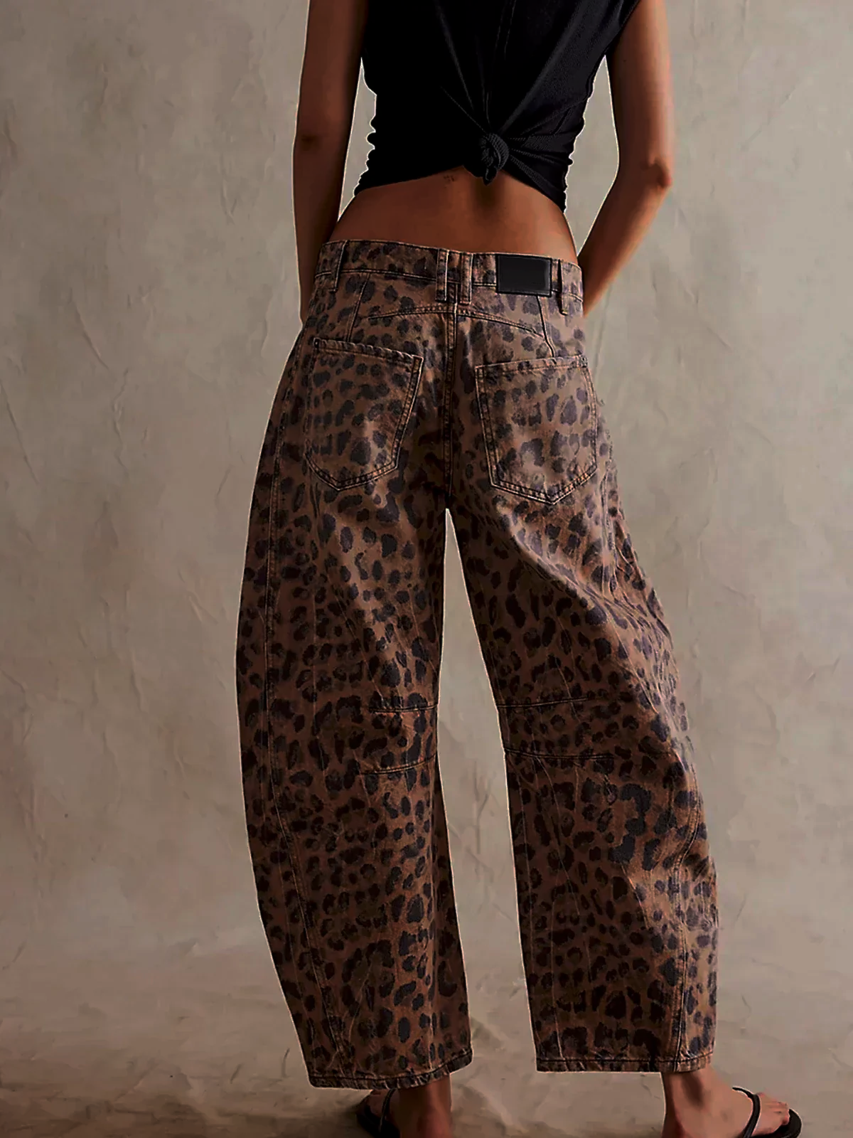Jean Femme Imprimé Léopard Coupe Large 100% Coton 2