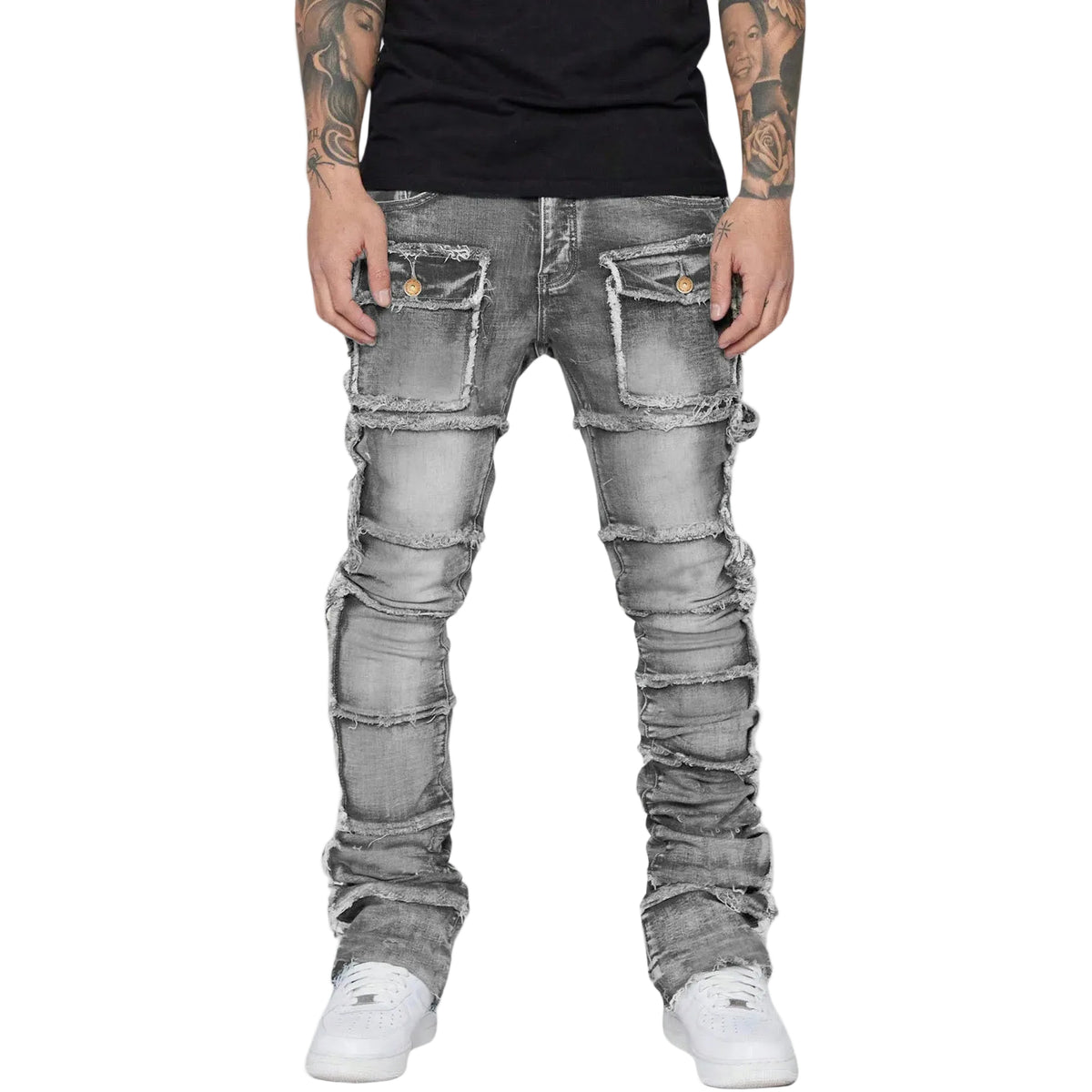 Jean pour Homme Coupe Crayon Effet Vieilli 0