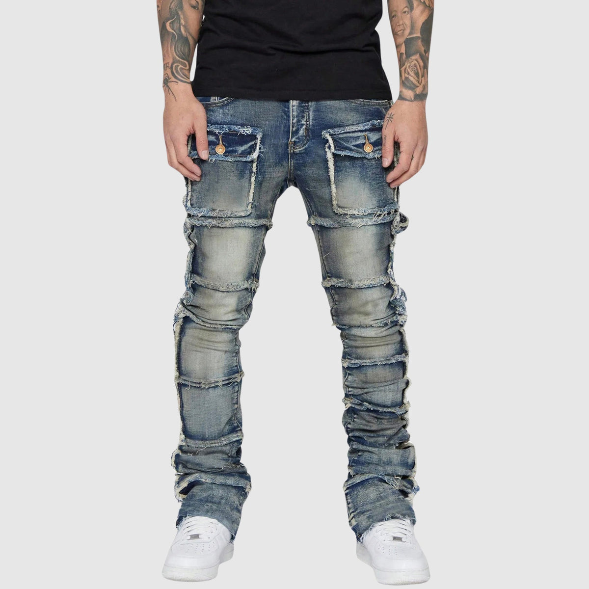 Jean pour Homme Coupe Crayon Effet Vieilli 2