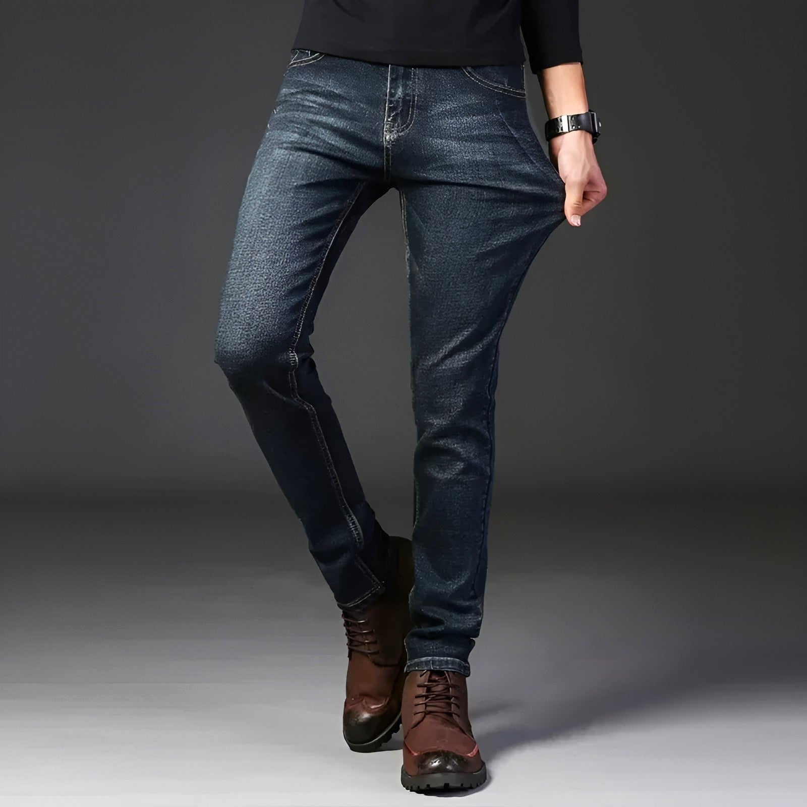 Jean pour Homme Délavé à la Pierre Ajusté 3
