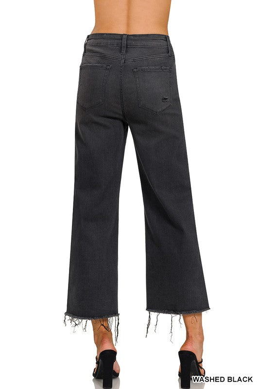 Jeans Croppés Taille Haute Noir 2