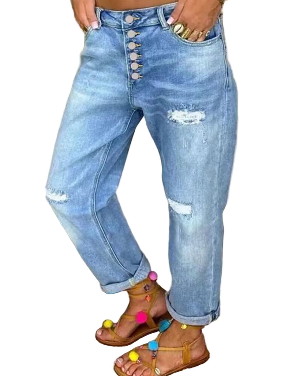 Jeans Femme Modernes Coupe Ajustée Tissu de Qualité 0