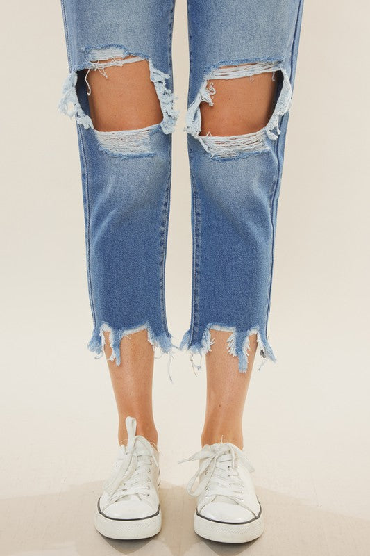 Jeans Femme Mom Fit Taille Haute Denim 4