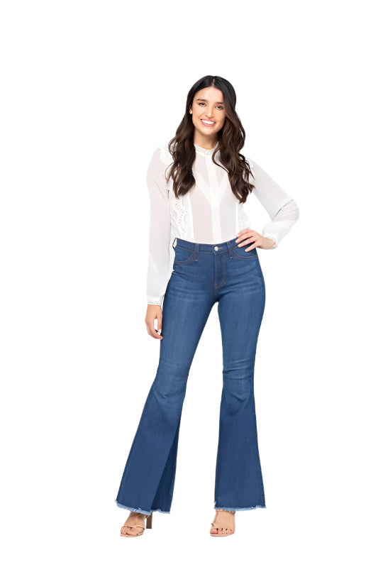 Jeans Femme Taille Haute Évasés Bleu 0