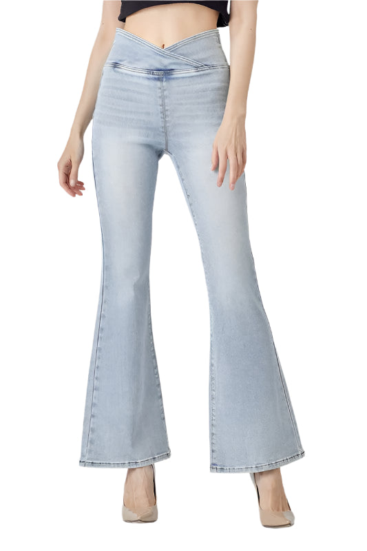 Jeans Femme Taille Haute Évasés Denim Léger 0