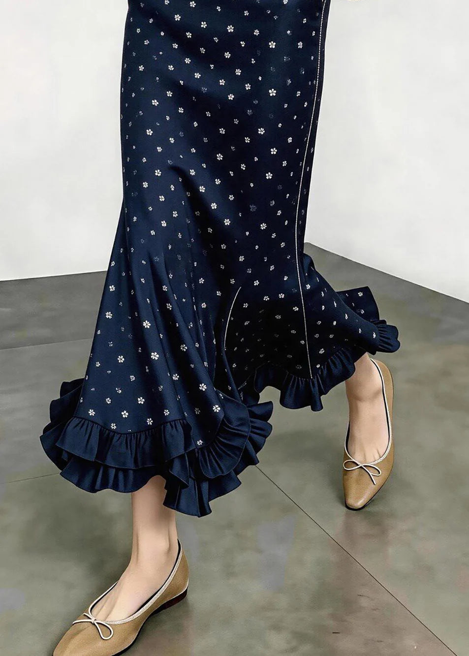 Jupe Femme Style Sirène Bohème Taille Haute à Volants 3