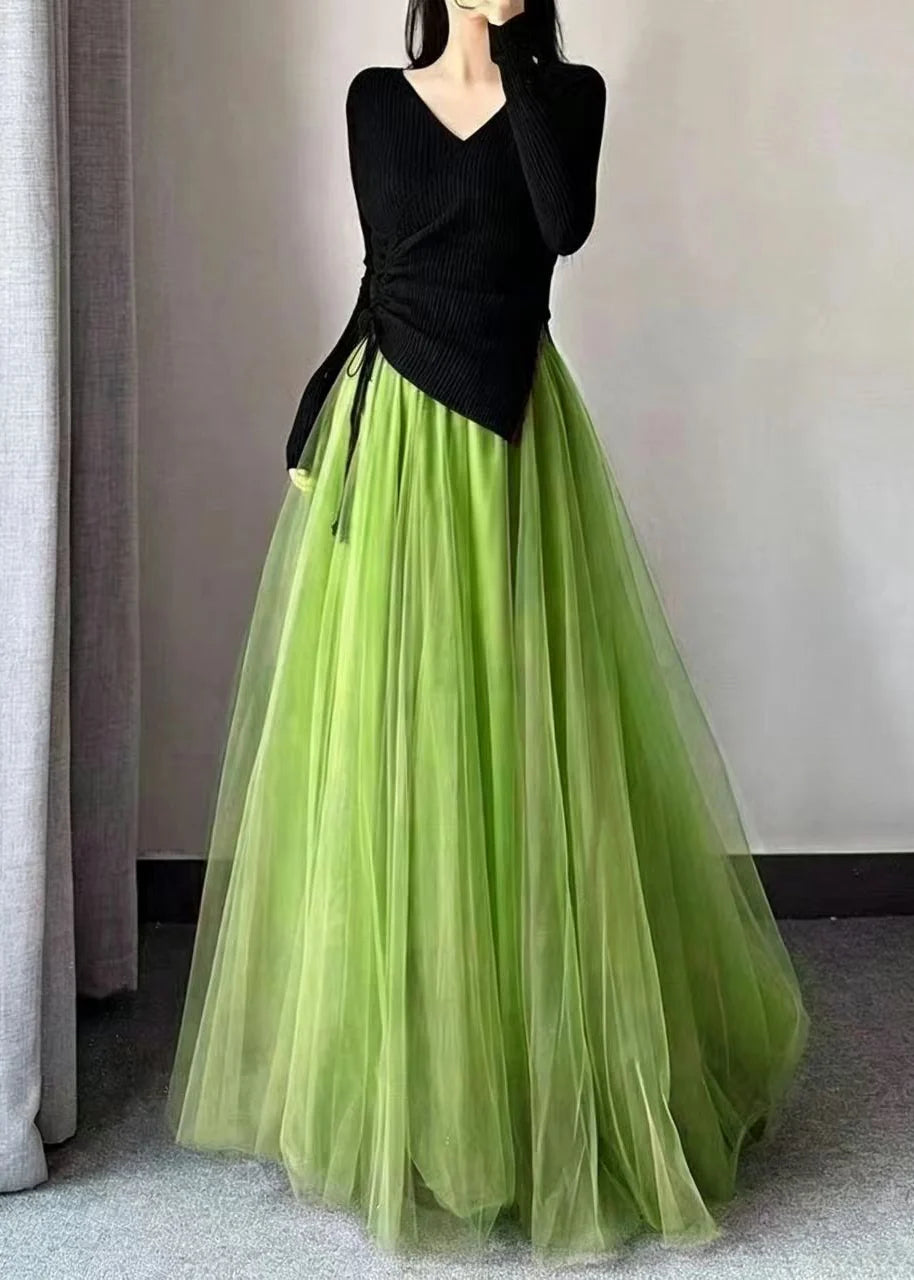 Jupe longue femme taille haute ample 1
