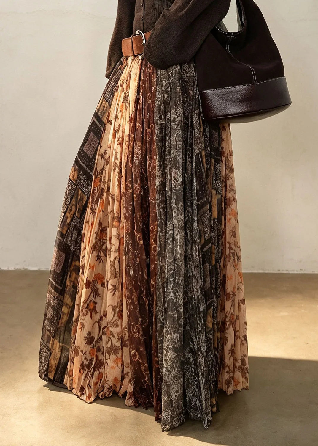 Jupe plissée vintage pour femme à taille élastique 0