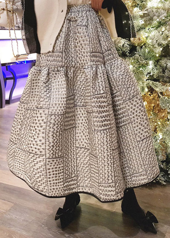 Jupe trapèze femme à taille élastique avec imprimé jacquard 1