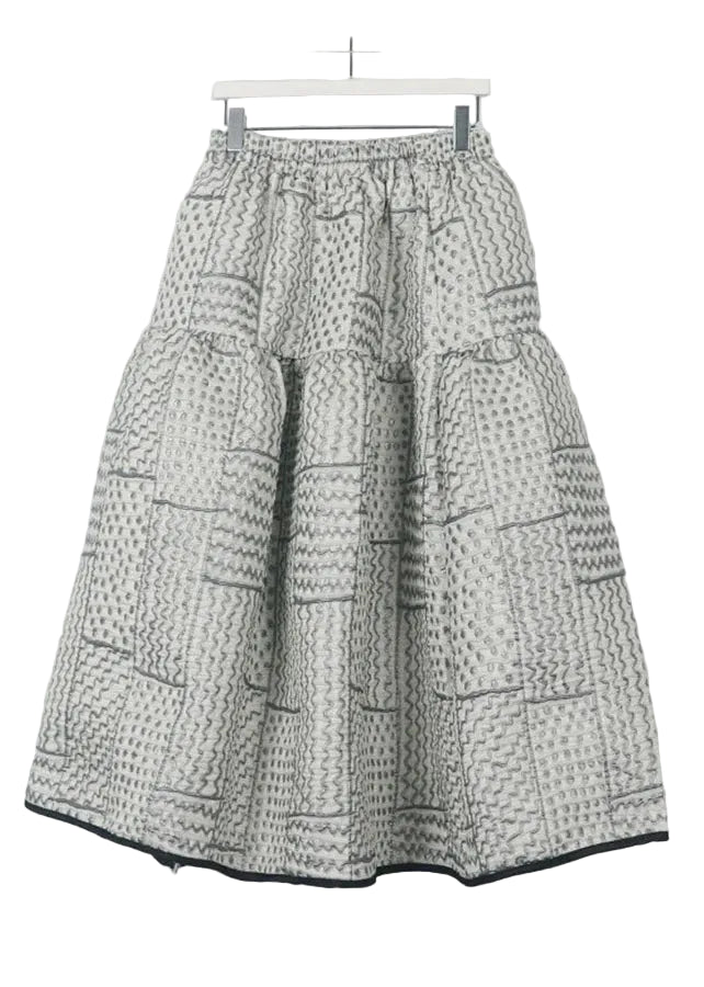 Jupe trapèze femme à taille élastique avec imprimé jacquard 4