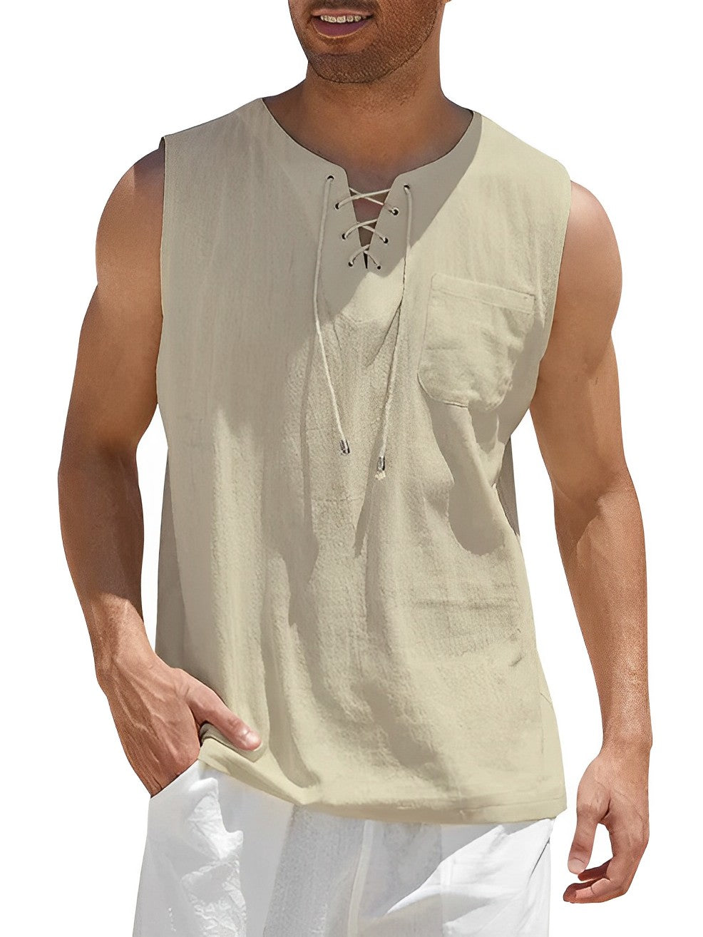 Variant image for Haut Homme Coton Respirant Manches Courtes Casual-49