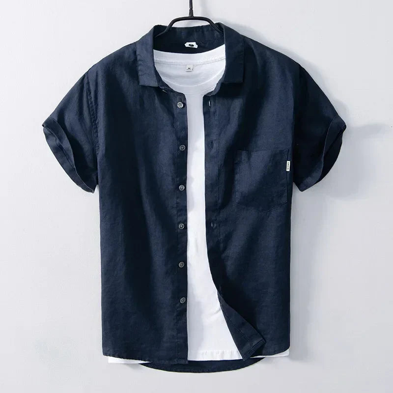 Variant image for Chemise Homme Décontractée en Lin Respirant pour l'Été-13