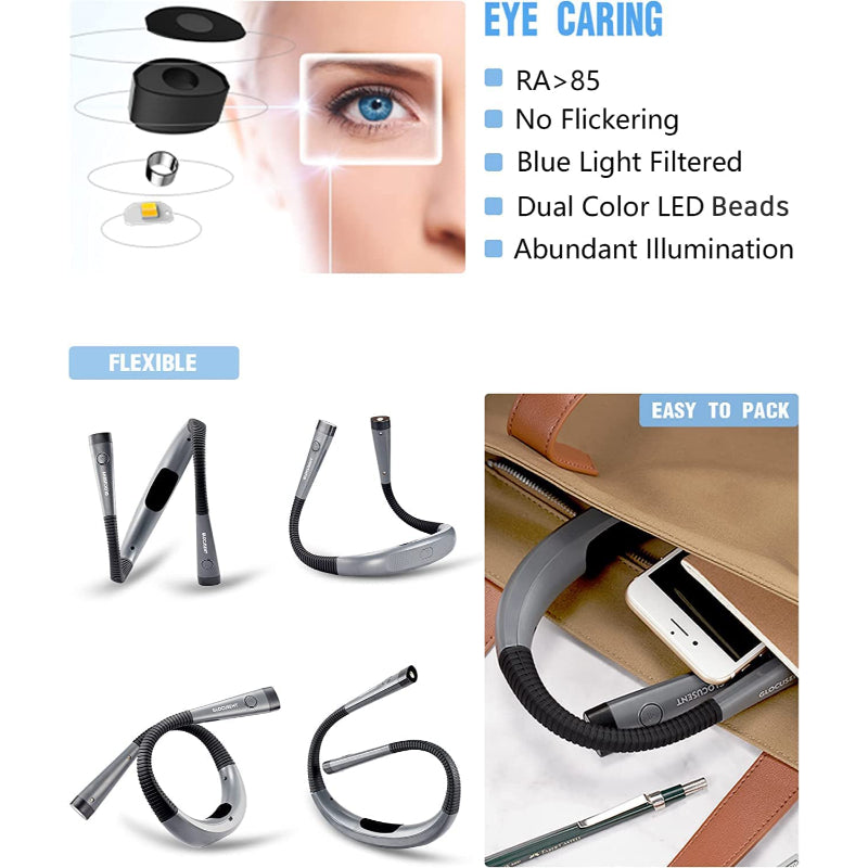 Lampe de Lecture Flexible LED pour le Cou - Lampe de Lecture au Lit avec Luminosité Réglable 4