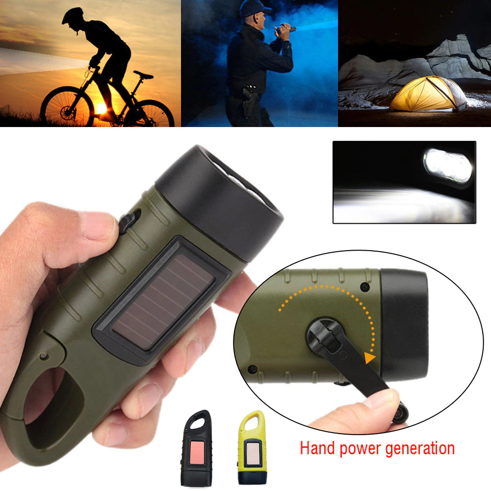 Lampe de Poche Étanche Multifonctionnelle à Manivelle pour Situations d'Urgence 1