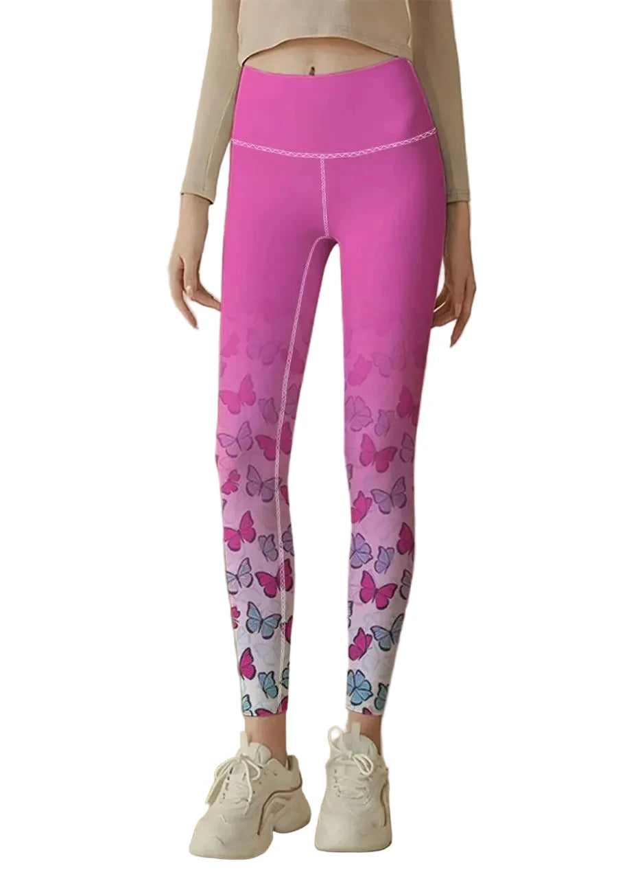 Leggings Capri Femme Taille Haute Imprimé Papillon 0