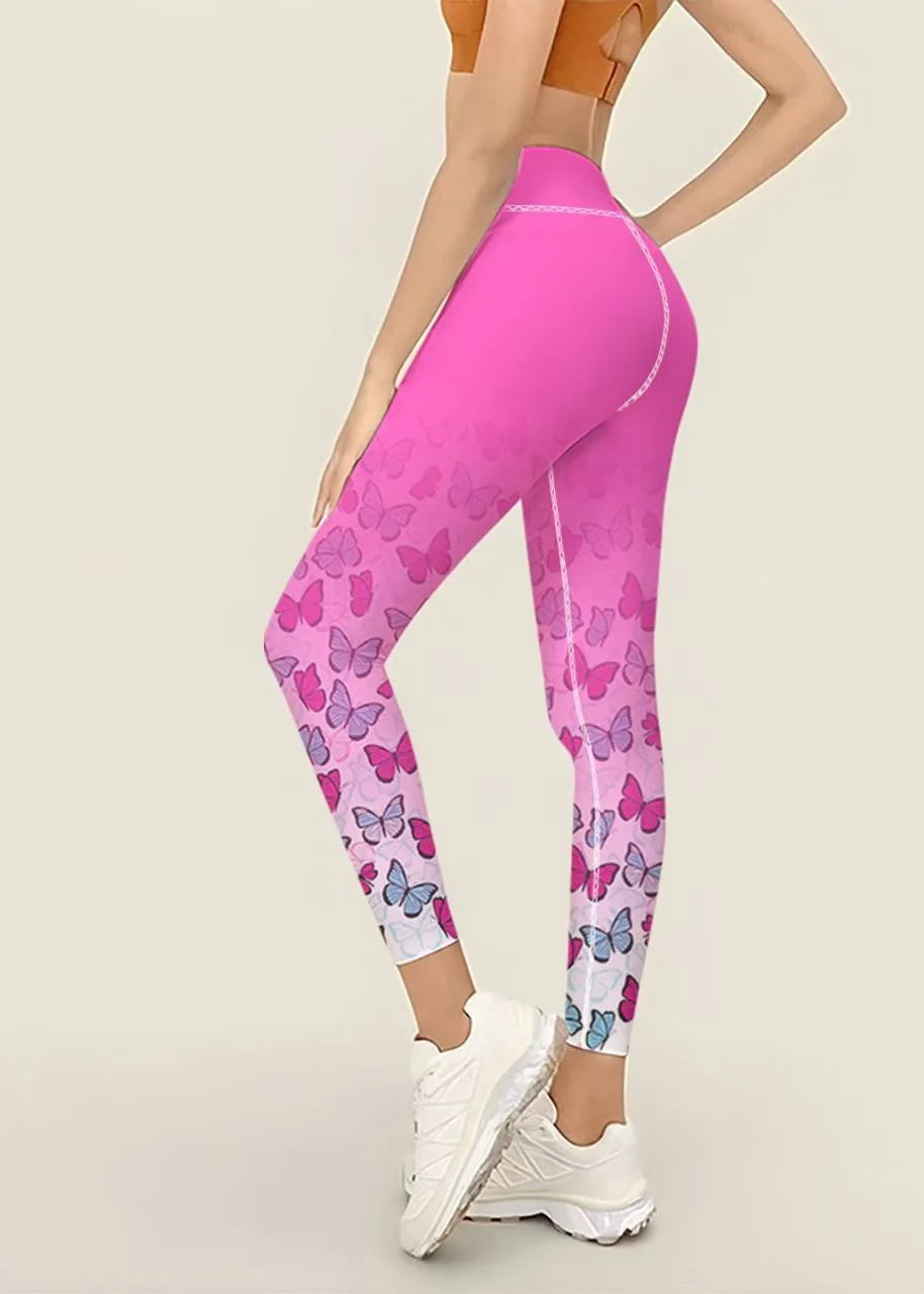 Leggings Capri Femme Taille Haute Imprimé Papillon 1