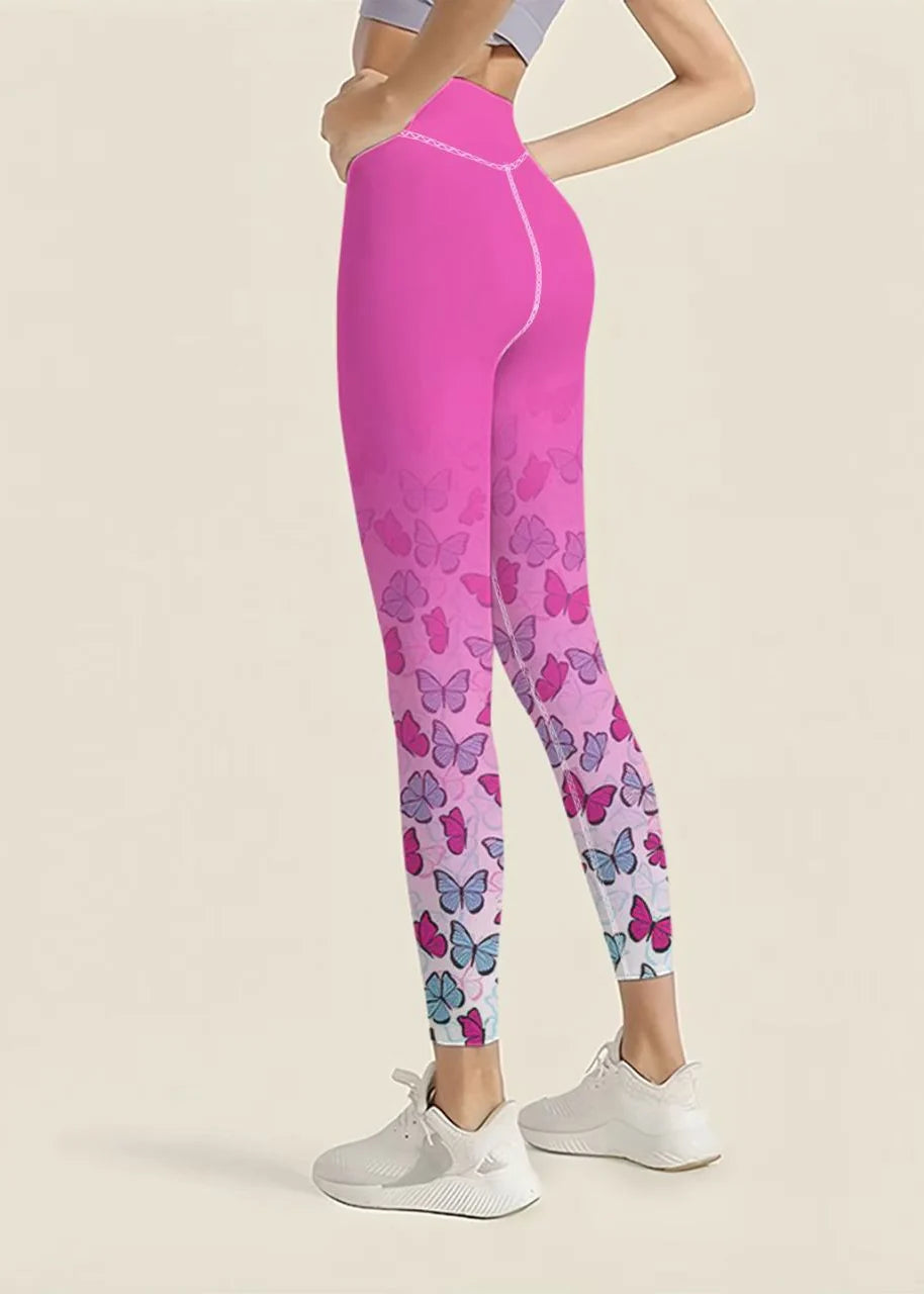 Leggings Capri Femme Taille Haute Imprimé Papillon 3