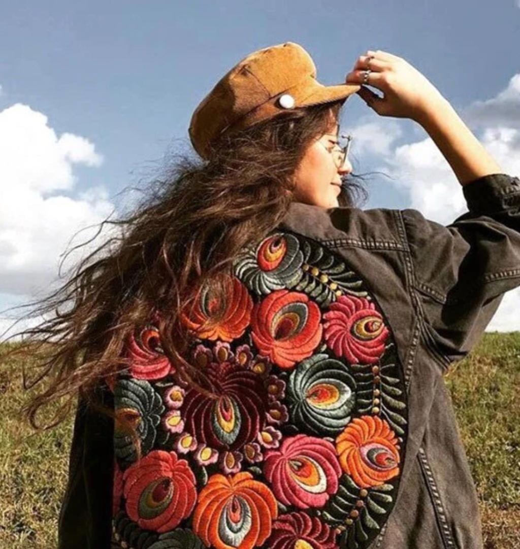 Veste en Jean Femme Design Floral Élégant en Denim-2