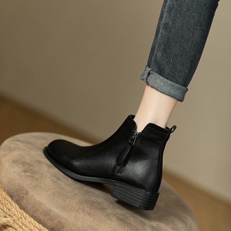 Bottines Femme Élégantes avec Fermeture Éclair en Cuir Artificiel 3
