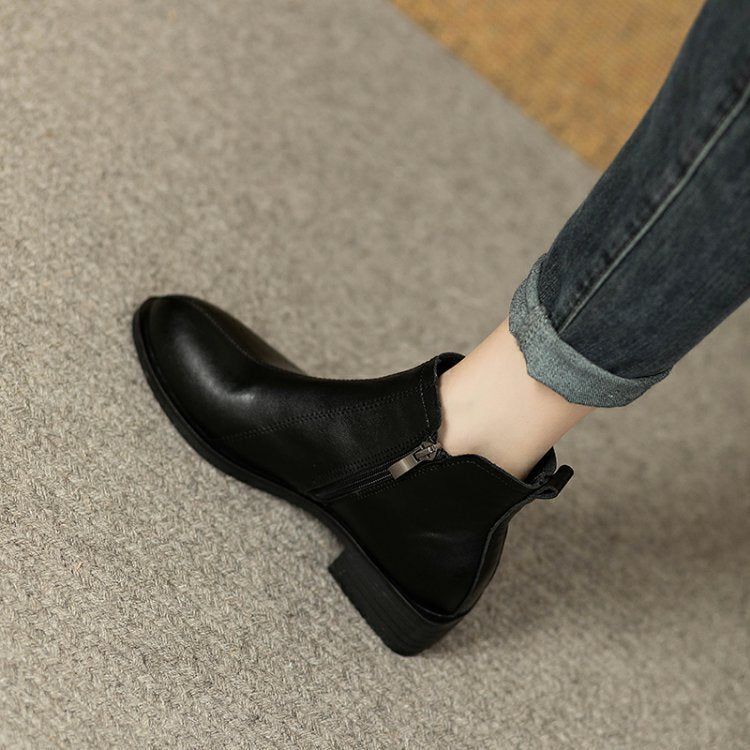 Bottines Femme Élégantes avec Fermeture Éclair en Cuir Artificiel 5