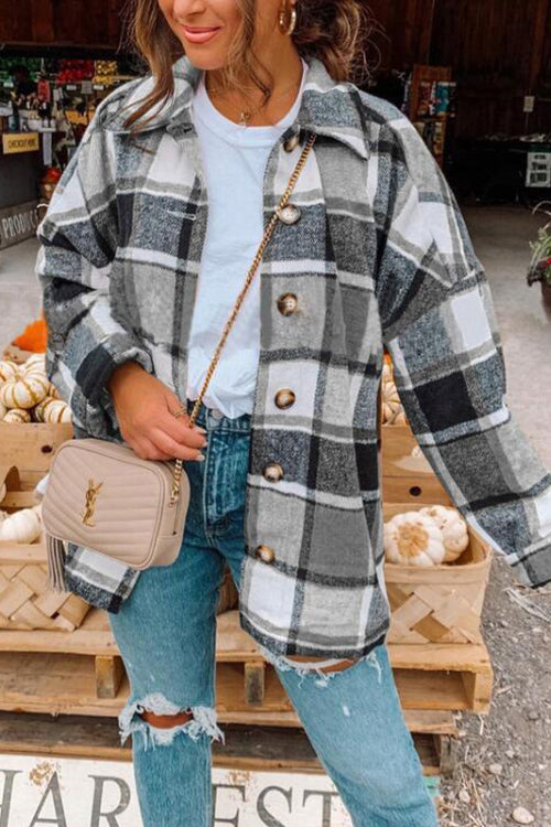 Manteau Chemise à Carreaux Décontracté pour Femme 2