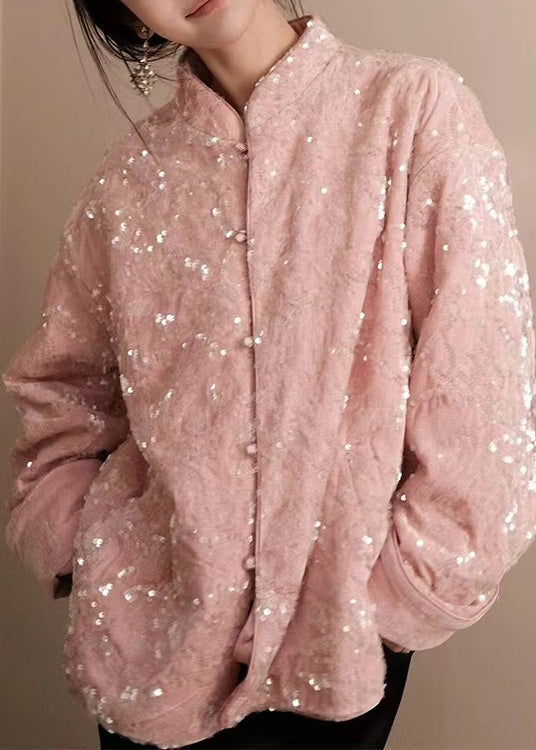 Manteau Chic à Manches Longues avec Paillettes 0