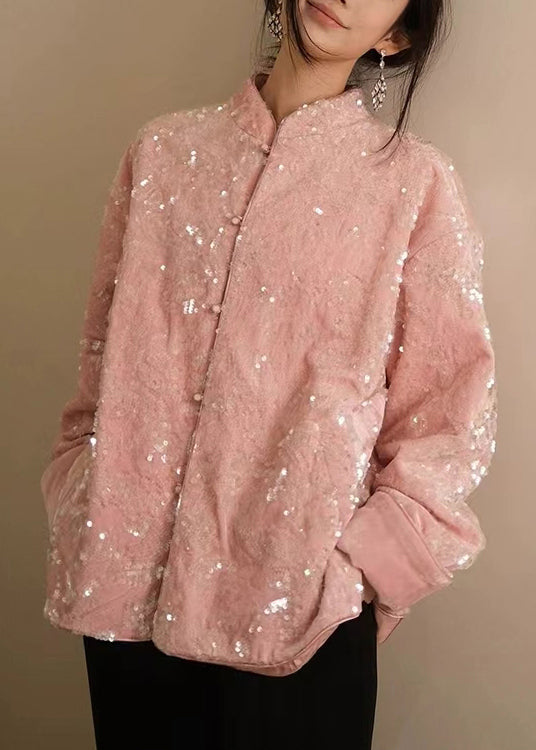 Manteau Chic à Manches Longues avec Paillettes 2