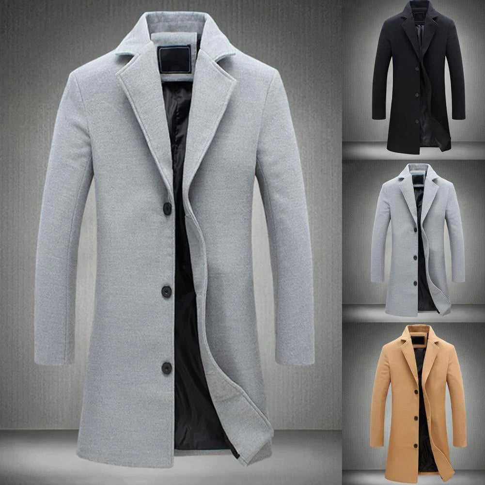 Manteau D'Hiver Long Homme Tissu Durable Moderne 3