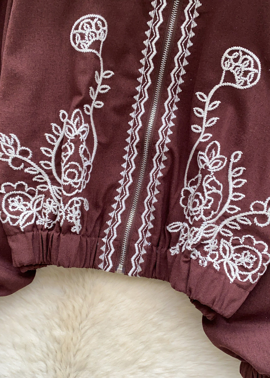 Manteau Femme Automnal à Fermeture Éclair Brodé 4