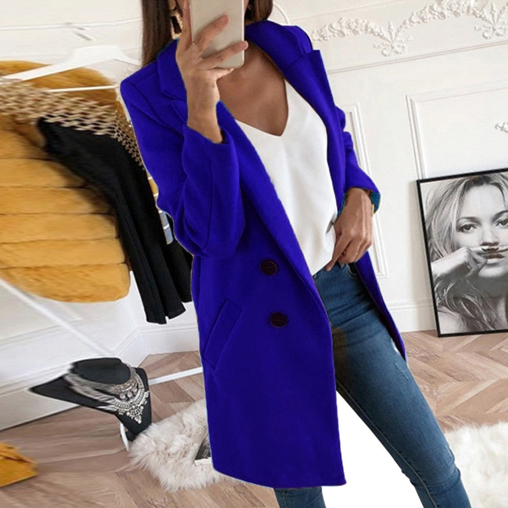 Manteau Femme Chic à Col Revers 3