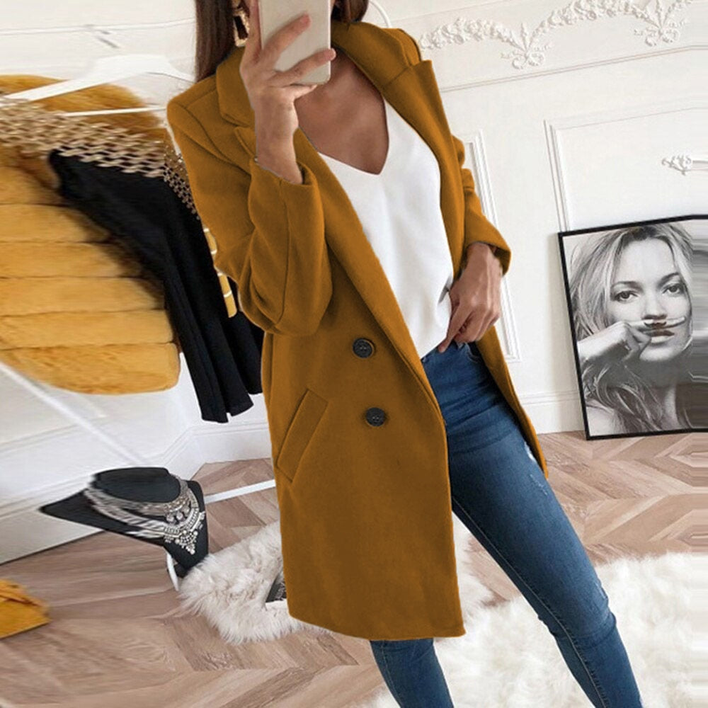 Manteau Femme Chic à Col Revers 4