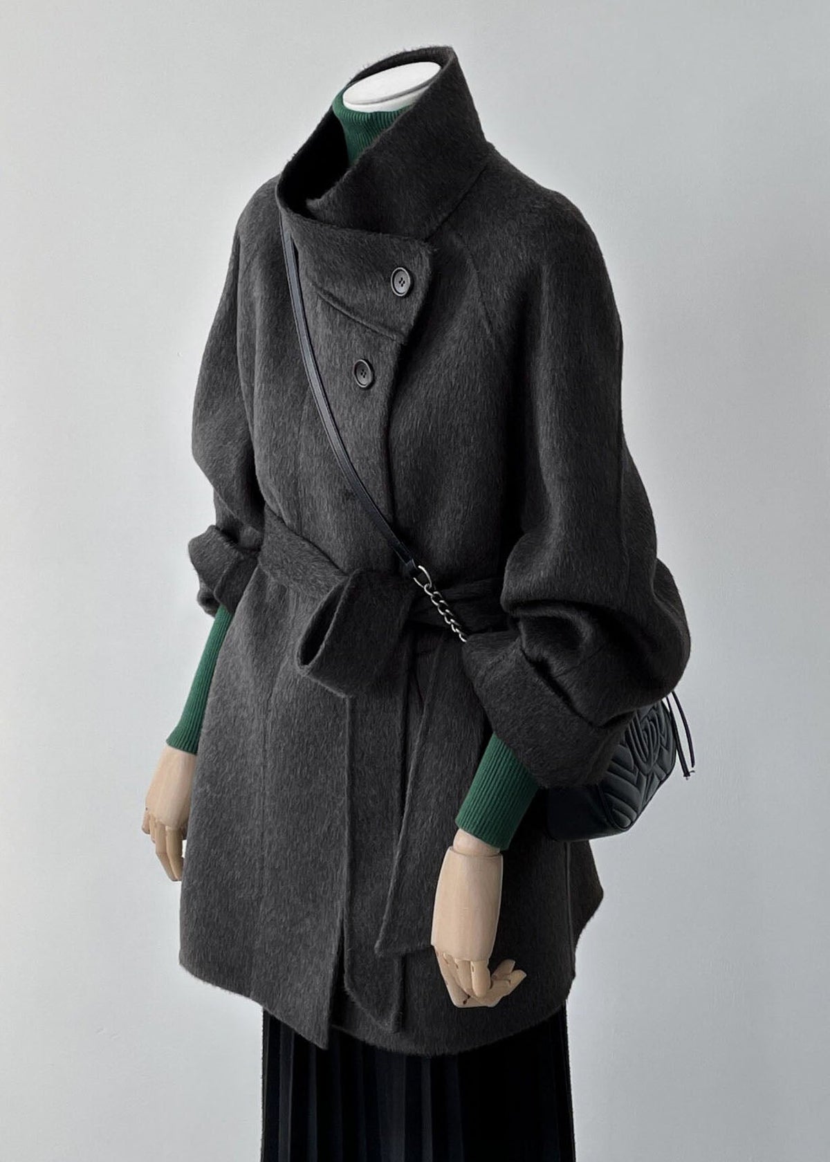 Manteau Femme Col Montant Boutonné Style Automnal 1
