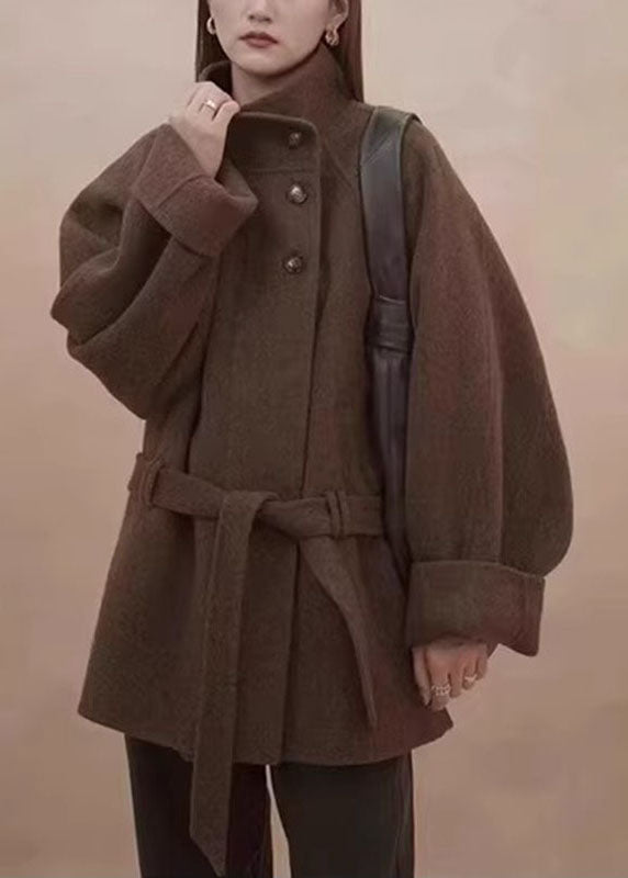 Manteau Femme Col Montant Boutonné Style Automnal 2