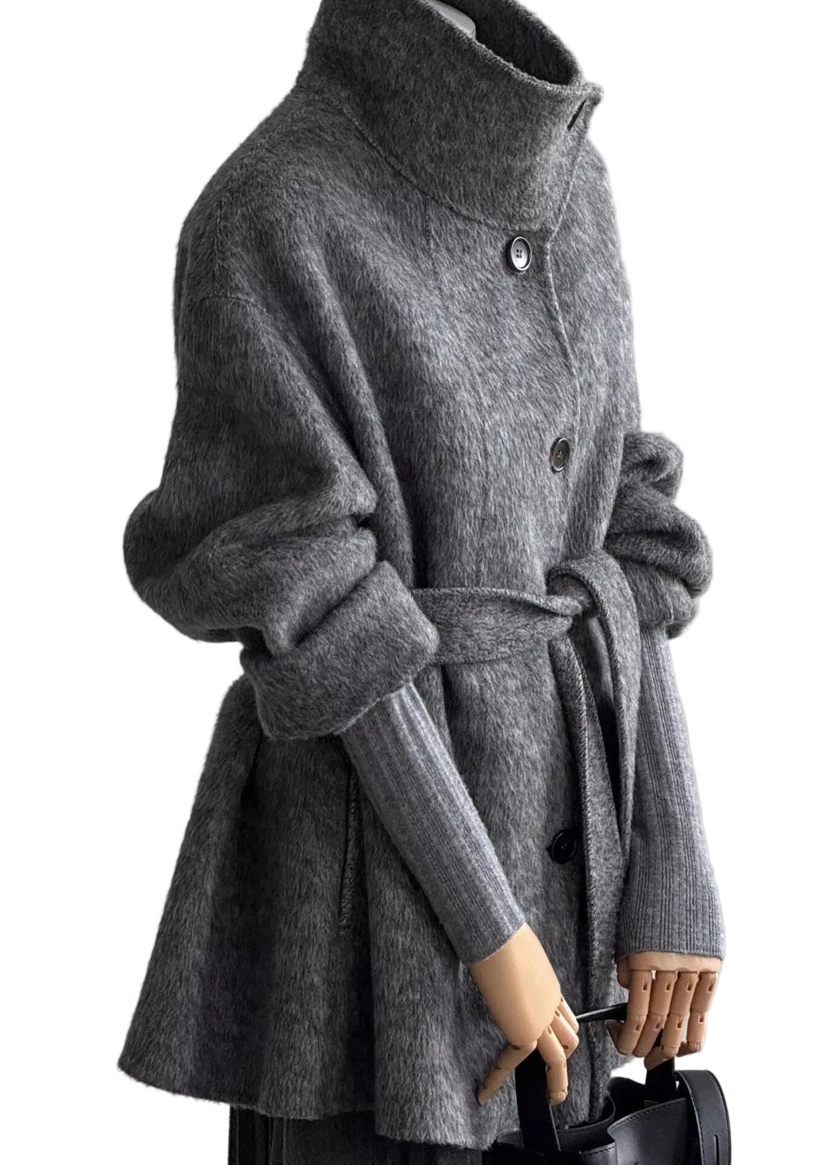 Manteau Femme Col Montant Taille Ajustable Automne 0
