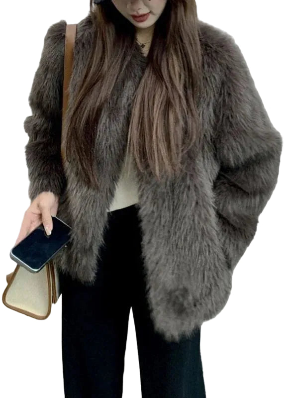 Manteau Femme Col V Manches Longues Coupe Ample 1
